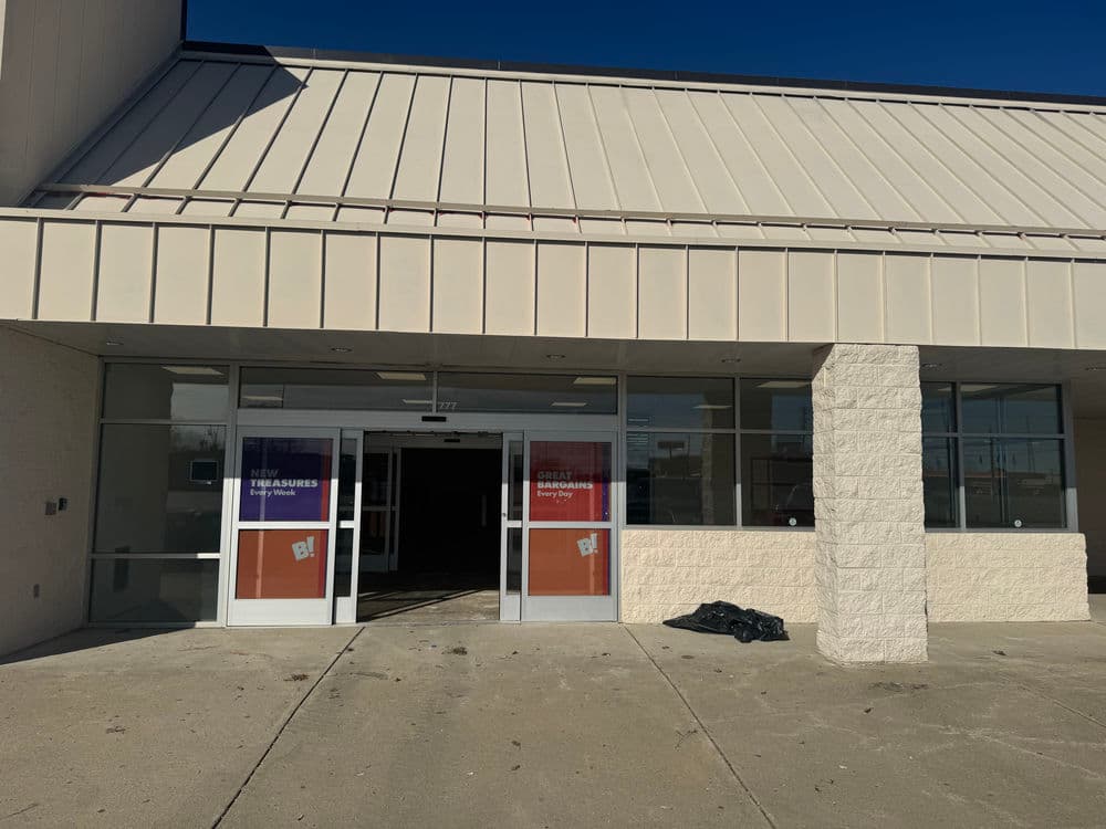 Store entrance with glass doors, "Treasures" and "Opening Soon" signage visible.